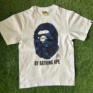 Bape Navy Blue Ape Head White Camo Tee